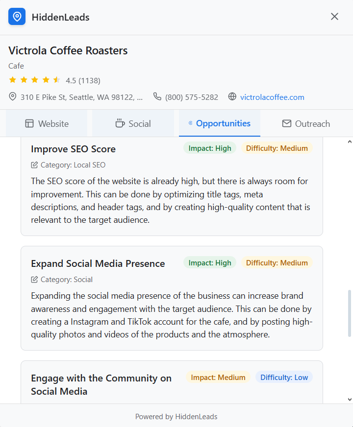 Opportunities screenshot