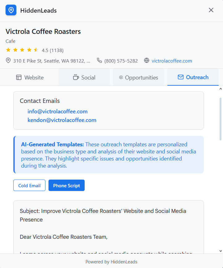 Outreach Templates screenshot